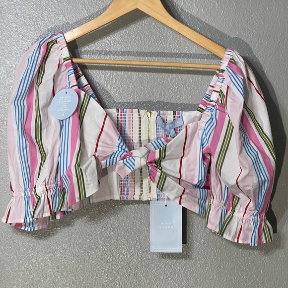 Hill House Tops - NWT Hill House The Isabella Top With Rainbow Stripe Puff Sleeve - SZ M